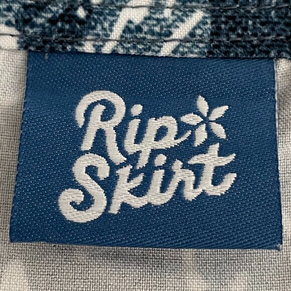 Rip Skirt Floral Polyester Spandex Wrap Skirt w Velcro Close Denim Blue White S - Picture 9 of 16